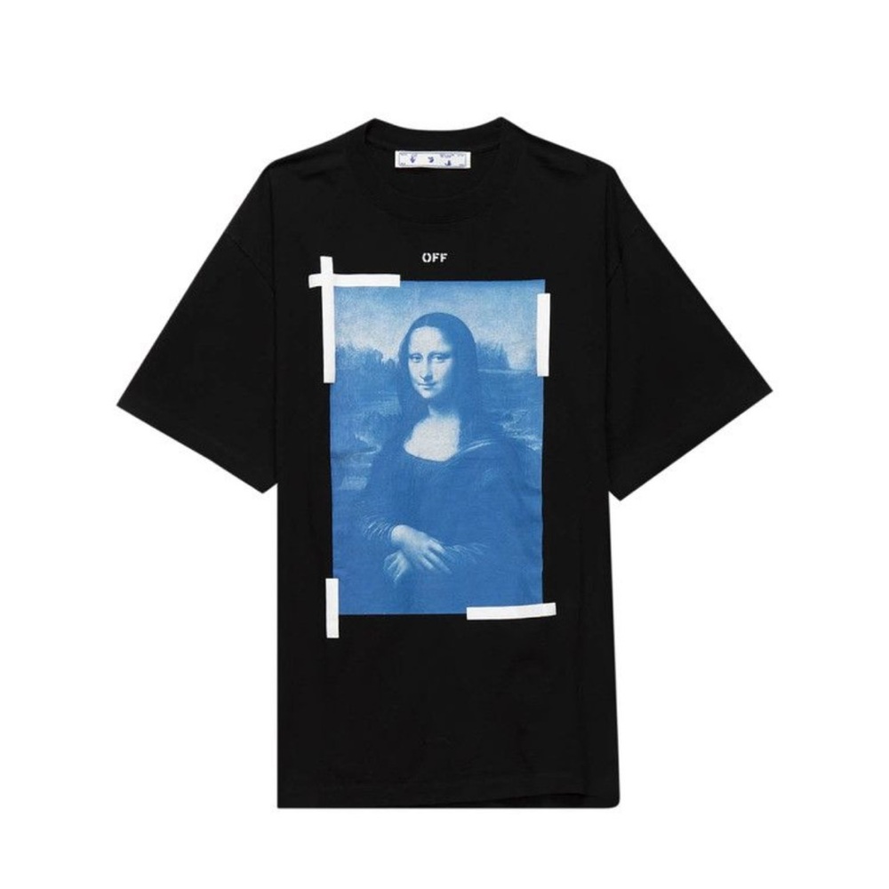 Off-White Black T-Shirt with MonaLisa Graphic